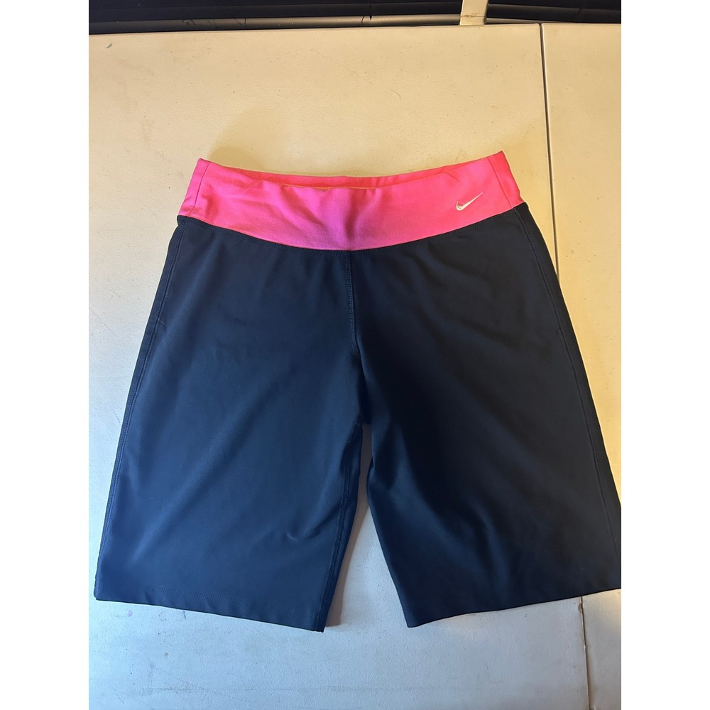 Nike Fit Dry Biker Shorts Womens Medium Black Pink Athletic 289885-014